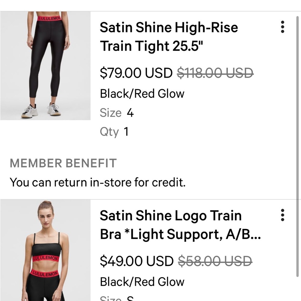 Lululemon Satin Shine High-Rise Train Tight